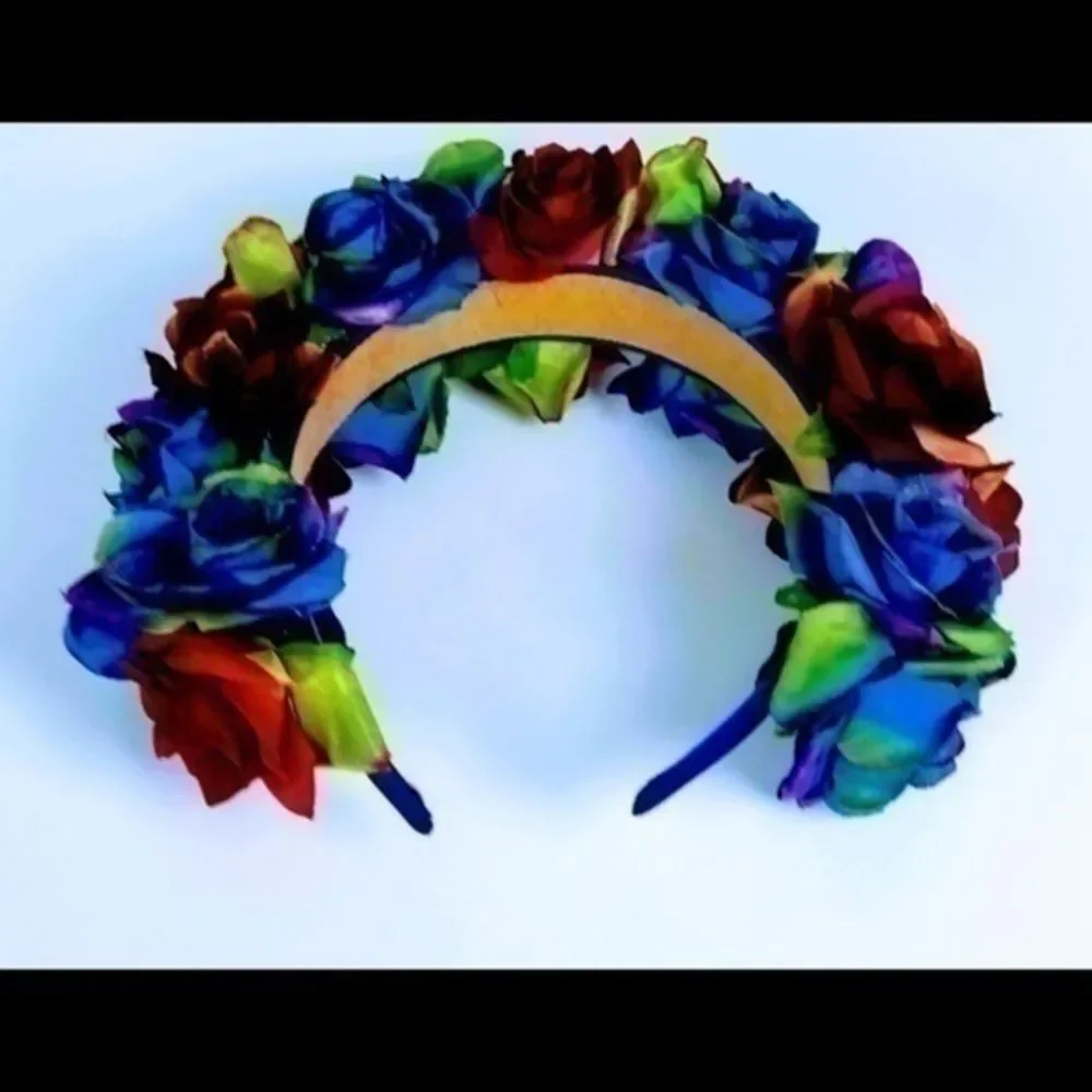 Stunning Handmade Red & Blue Flower Crown